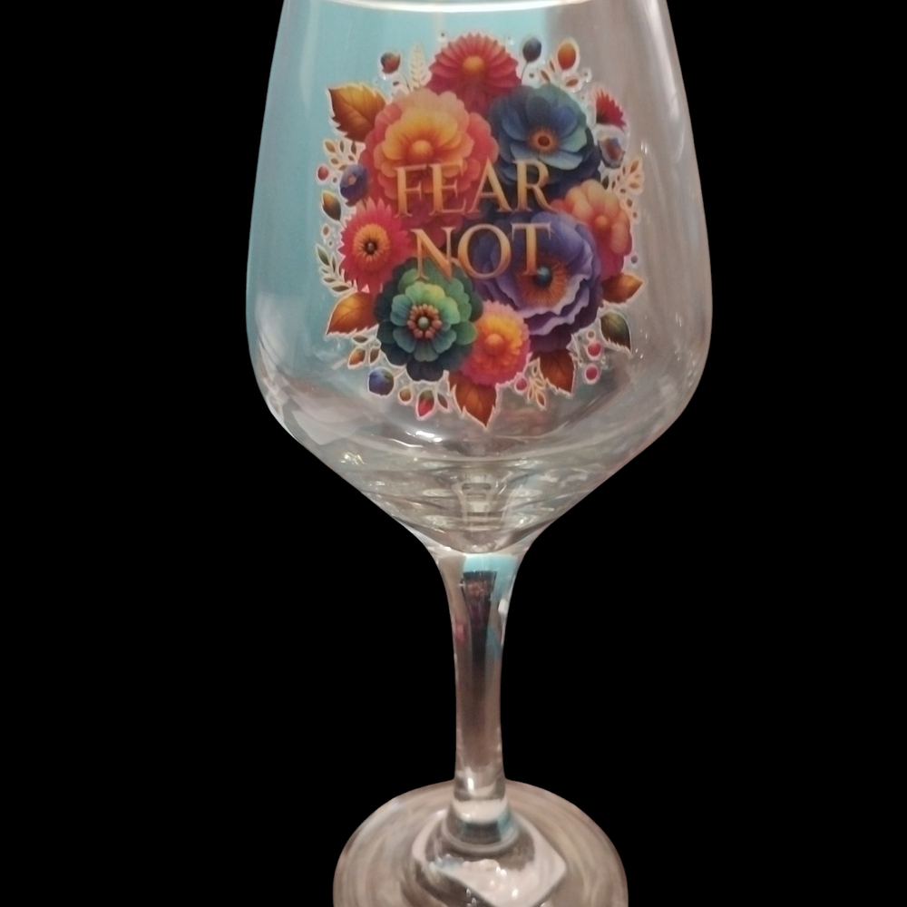 Colorful Floral Wine Glass